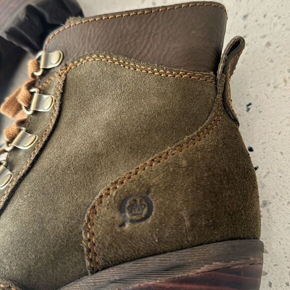 BORN Ronnie Women’s Olive Green Suede Leather Block Heel Lace Up Boots Size 6.5 - Picture 10 of 12